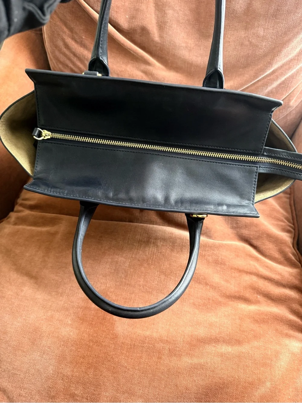Veronica Beard Black and White Striped Satchel with Gold Lock